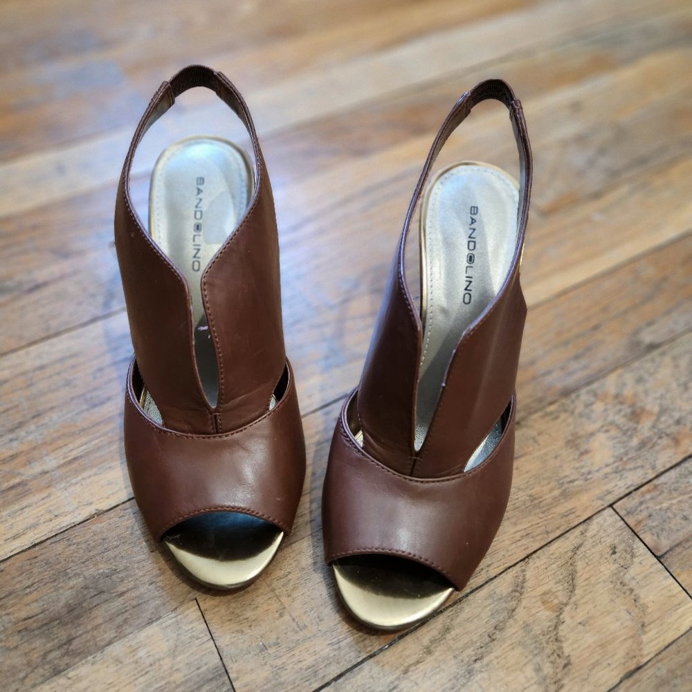 Bandolino Peeptoe Strapback Pumps, size 6.5